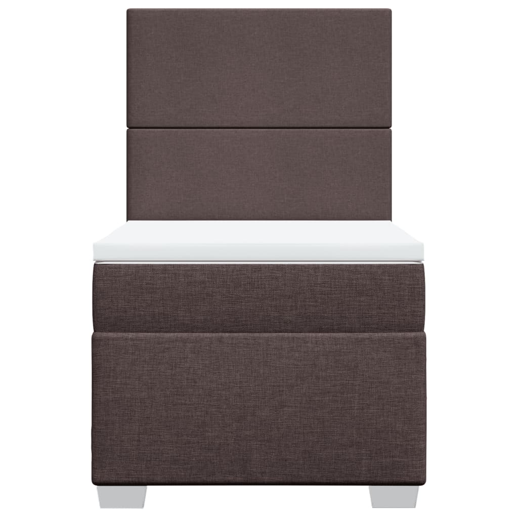 vidaXL Κρεβάτι Boxspring με Στρώμα Σκούρο Καφέ 100x200 εκ. Υφασμάτινο
