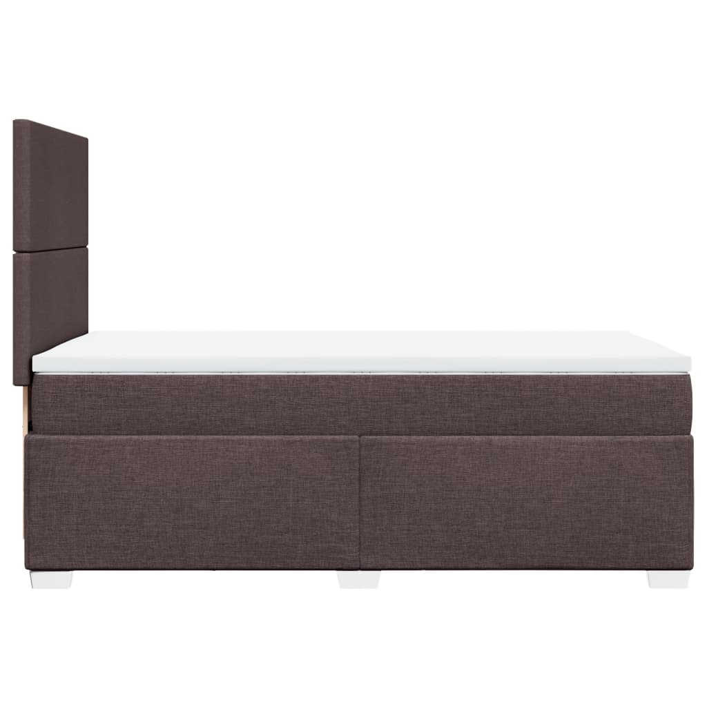 vidaXL Κρεβάτι Boxspring με Στρώμα Σκούρο Καφέ 100x200 εκ. Υφασμάτινο