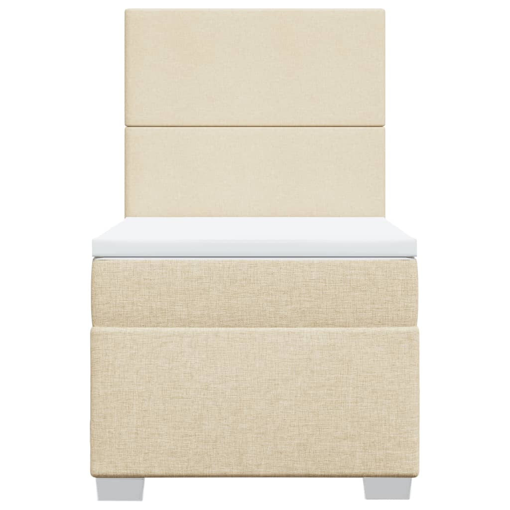 vidaXL Κρεβάτι Boxspring με Στρώμα Κρεμ 100 x 200 εκ. Υφασμάτινο