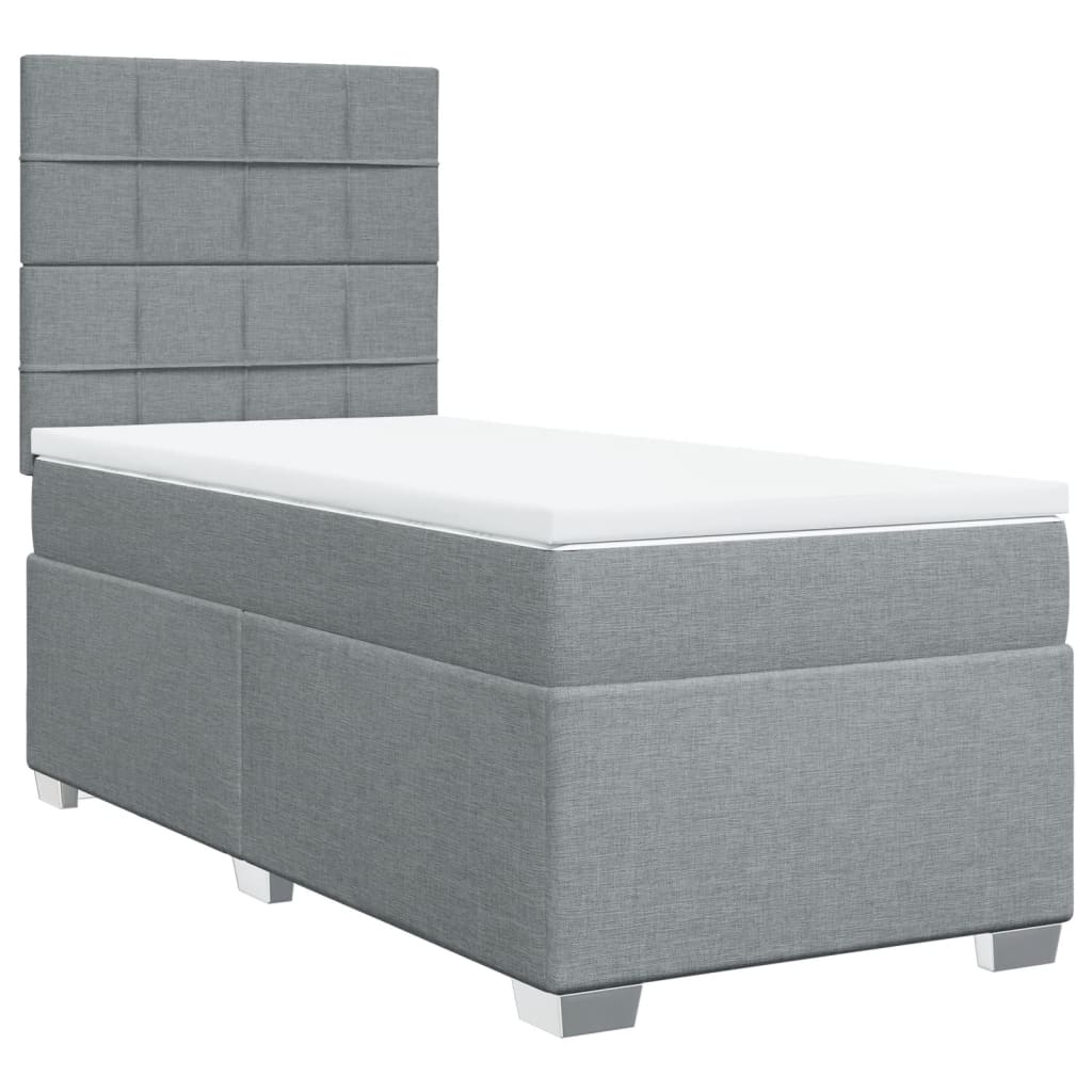 vidaXL Κρεβάτι Boxspring με Στρώμα Ανοιχτό Γκρι 100x200 εκ. Υφασμάτινο