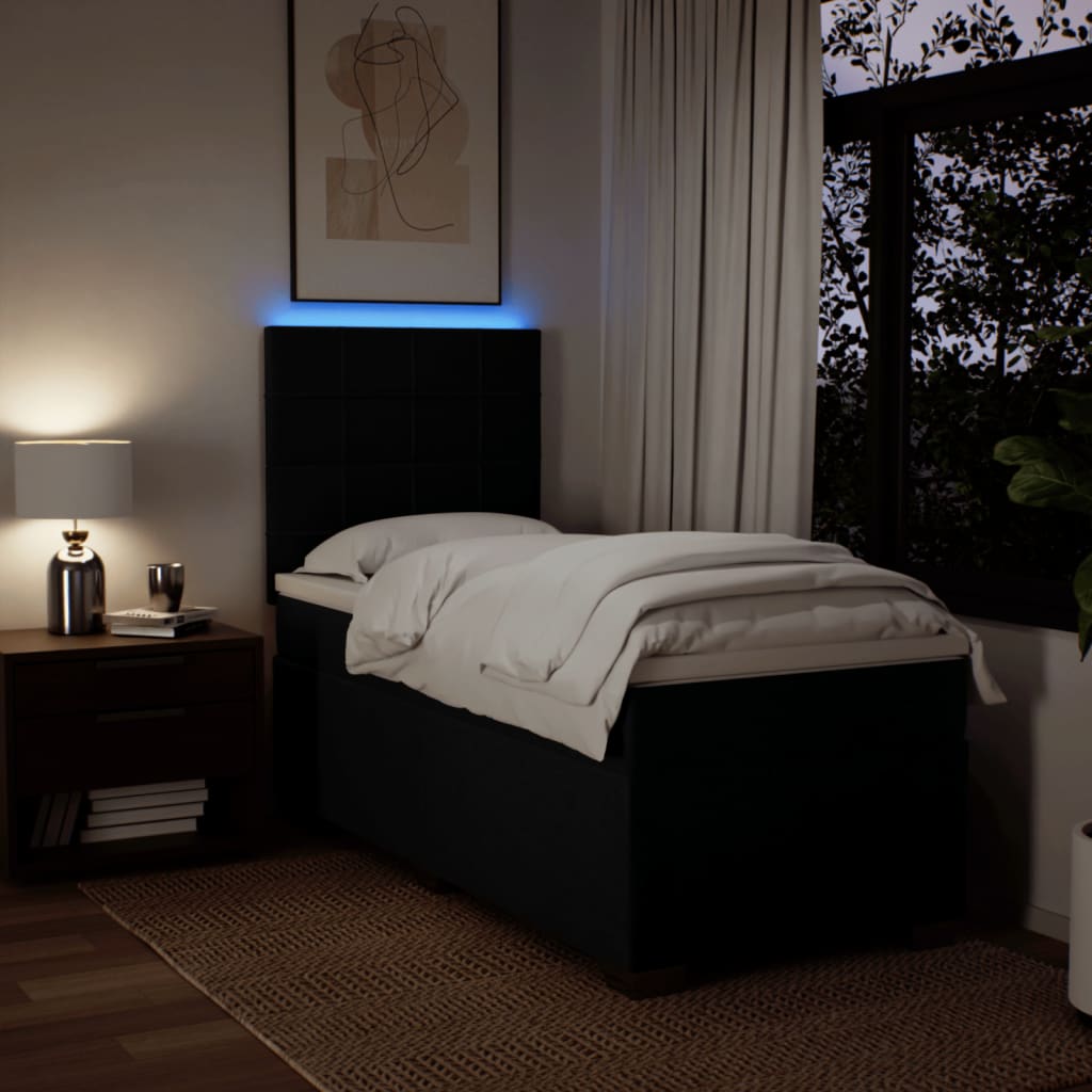 vidaXL Κρεβάτι Boxspring με Στρώμα Μαύρο 100 x 200 εκ. Υφασμάτινο