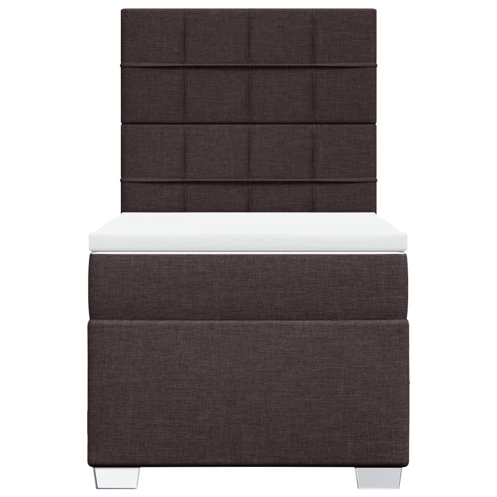 vidaXL Κρεβάτι Boxspring με Στρώμα Σκούρο Καφέ 100x200 εκ. Υφασμάτινο