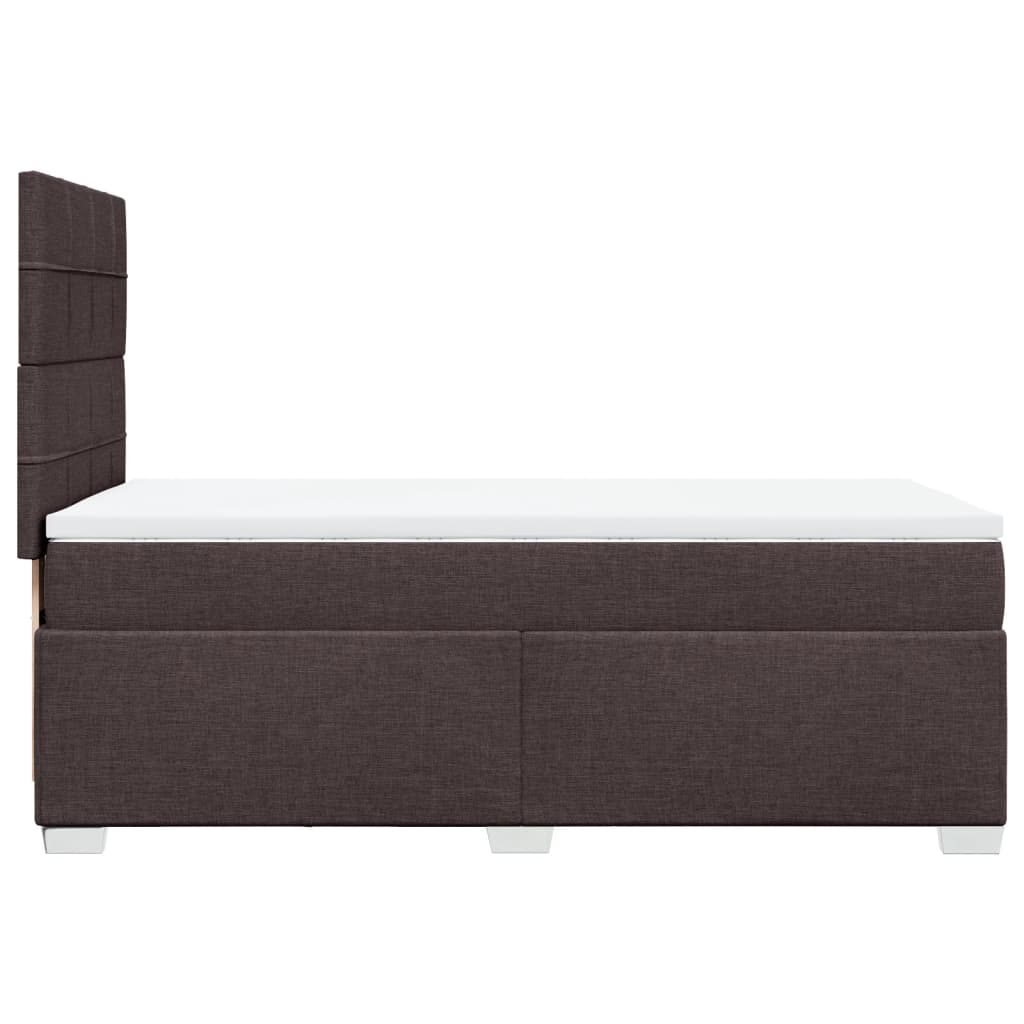 vidaXL Κρεβάτι Boxspring με Στρώμα Σκούρο Καφέ 100x200 εκ. Υφασμάτινο