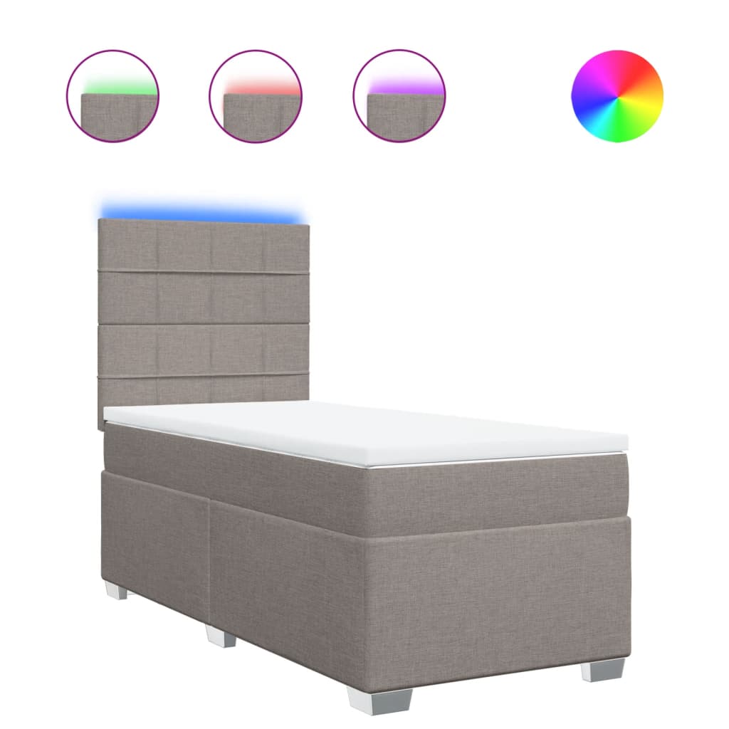 vidaXL Κρεβάτι Boxspring με Στρώμα Taupe 100 x 200 εκ. Υφασμάτινο