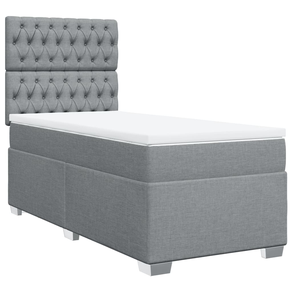 vidaXL Κρεβάτι Boxspring με Στρώμα Ανοιχτό Γκρι 100x200 εκ. Υφασμάτινο