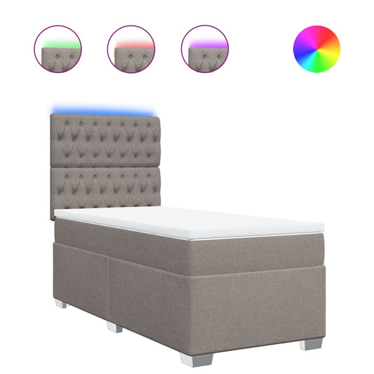 vidaXL Κρεβάτι Boxspring με Στρώμα Taupe 100 x 200 εκ. Υφασμάτινο