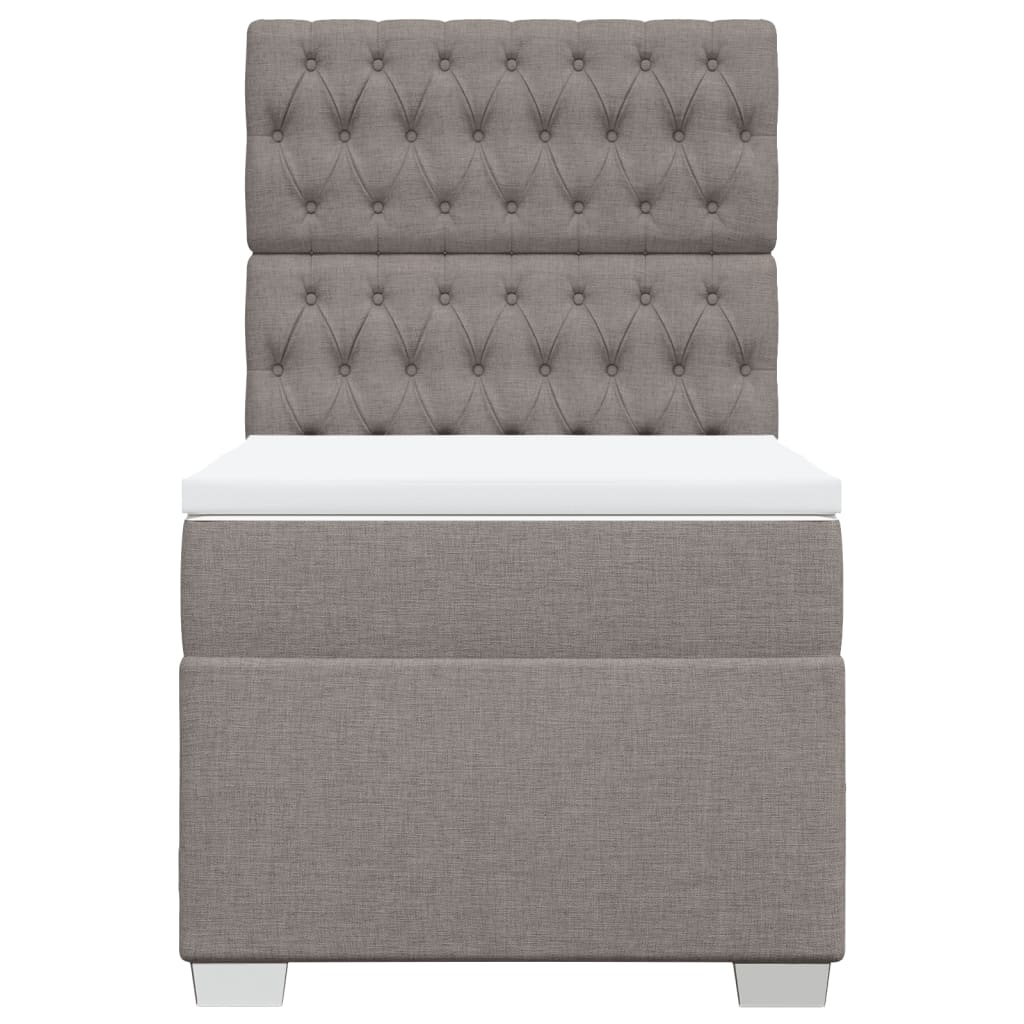 vidaXL Κρεβάτι Boxspring με Στρώμα Taupe 100 x 200 εκ. Υφασμάτινο