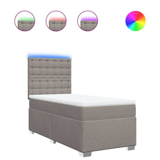vidaXL Κρεβάτι Boxspring με Στρώμα Taupe 100 x 200 εκ. Υφασμάτινο
