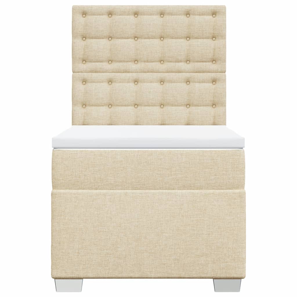 vidaXL Κρεβάτι Boxspring με Στρώμα Κρεμ 100 x 200 εκ. Υφασμάτινο