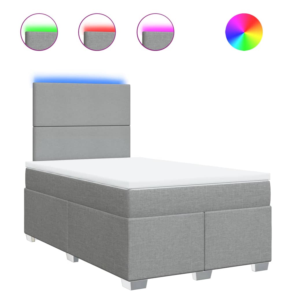 vidaXL Κρεβάτι Boxspring με Στρώμα Ανοιχτό Γκρι 120x190 εκ. Υφασμάτινο