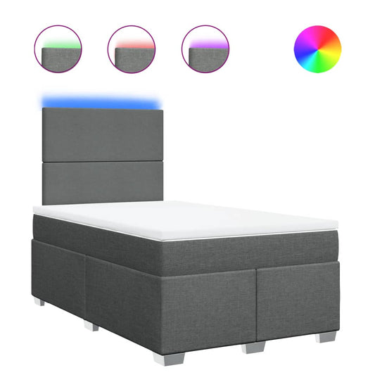 vidaXL Κρεβάτι Boxspring με Στρώμα Σκούρο Γκρι 120x190 εκ Υφασμάτινο