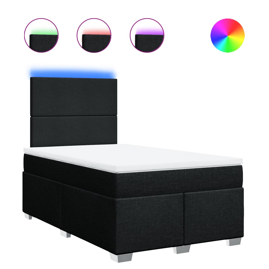 vidaXL Κρεβάτι Boxspring με Στρώμα Μαύρο 120x190 εκ. Υφασμάτινο