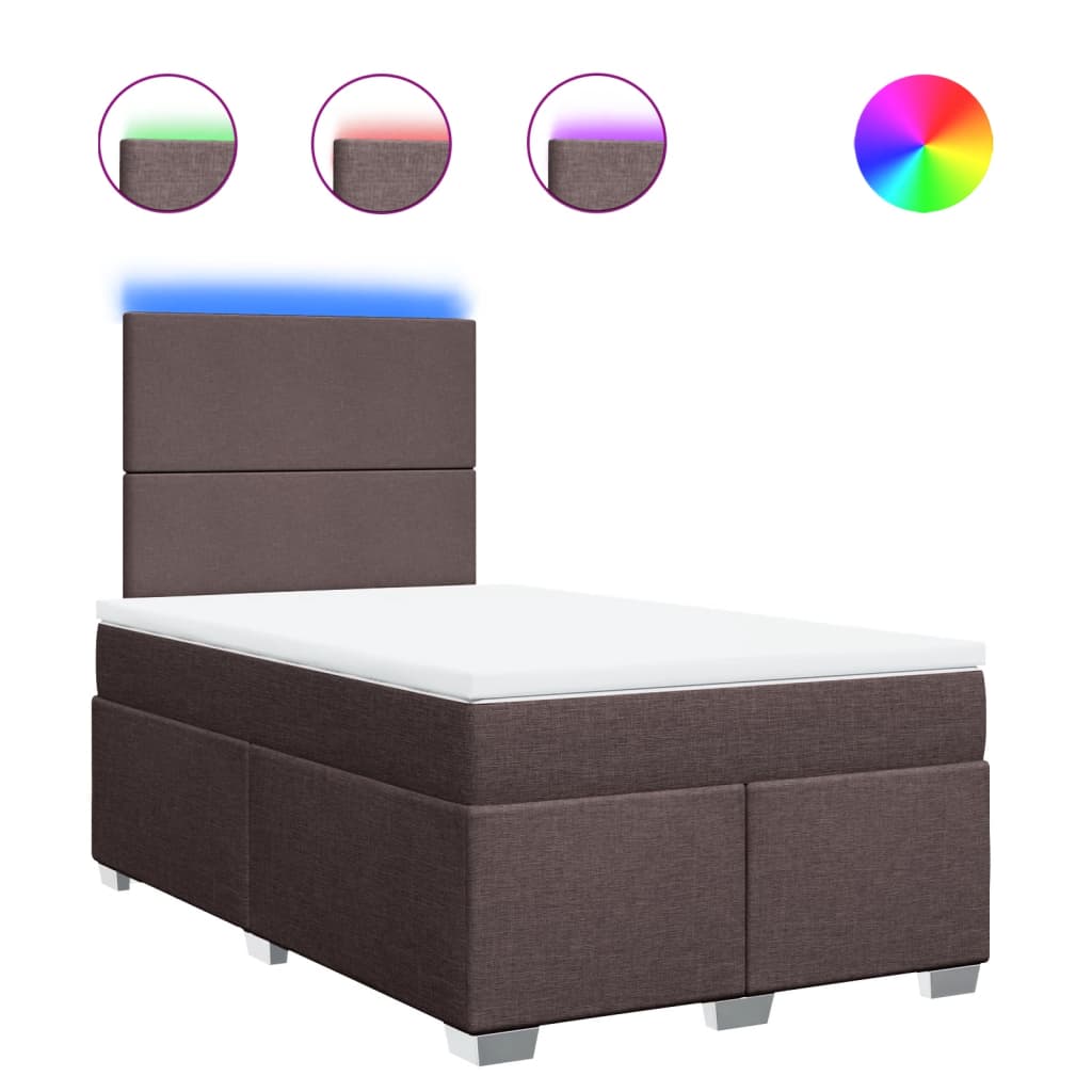 vidaXL Κρεβάτι Boxspring με Στρώμα Σκούρο Καφέ 120x190 εκ Υφασμάτινο