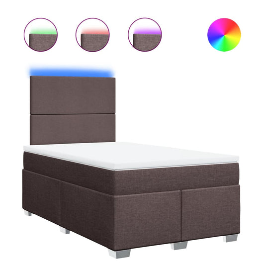 vidaXL Κρεβάτι Boxspring με Στρώμα Σκούρο Καφέ 120x190 εκ Υφασμάτινο
