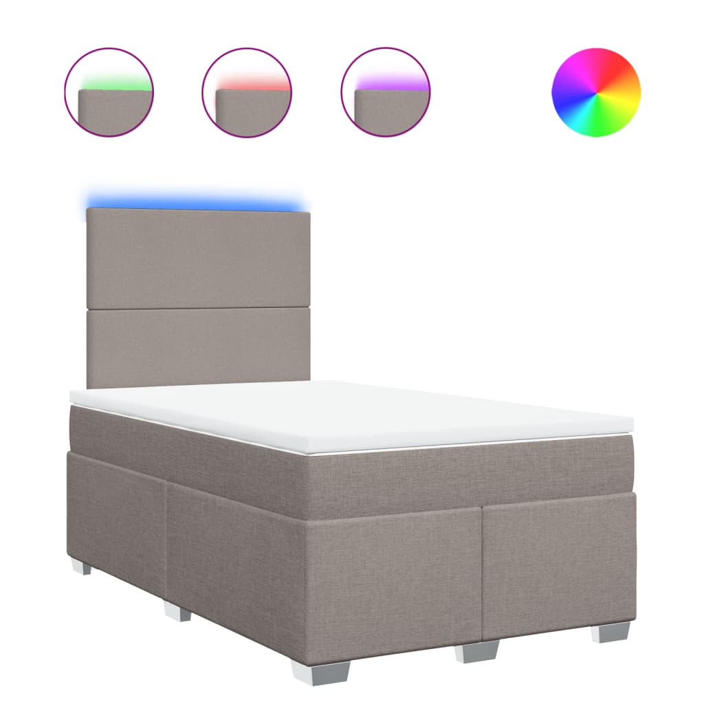 vidaXL Κρεβάτι Boxspring με Στρώμα Taupe 120x190 εκ. Υφασμάτινο