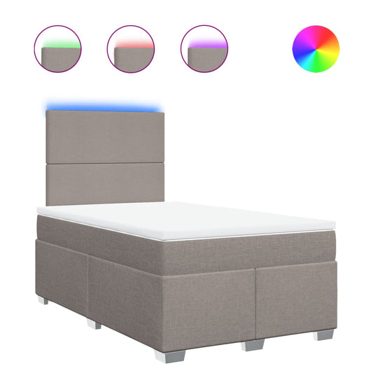 vidaXL Κρεβάτι Boxspring με Στρώμα Taupe 120x190 εκ. Υφασμάτινο