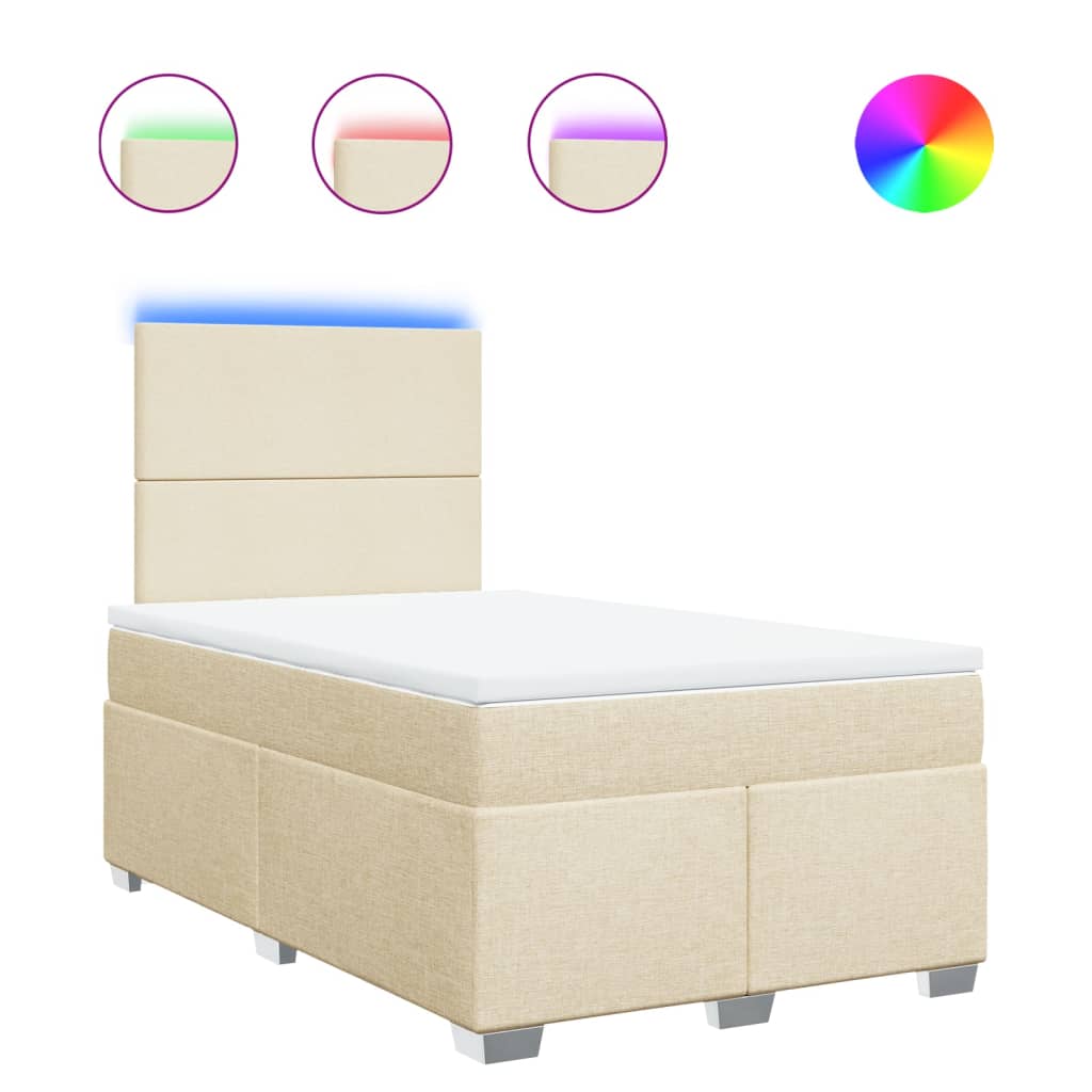 vidaXL Κρεβάτι Boxspring με Στρώμα Κρεμ 120x190 εκ. Υφασμάτινο