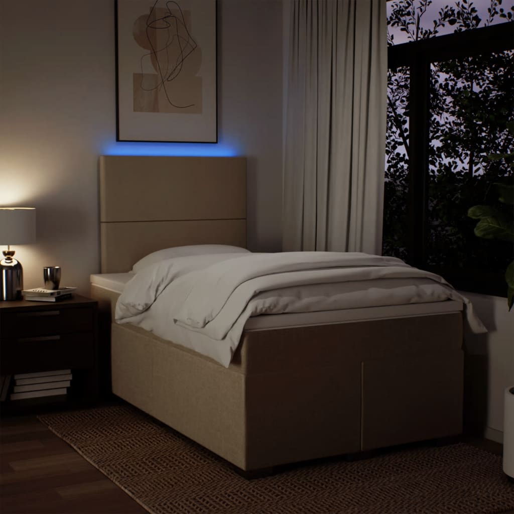 vidaXL Κρεβάτι Boxspring με Στρώμα Κρεμ 120x190 εκ. Υφασμάτινο