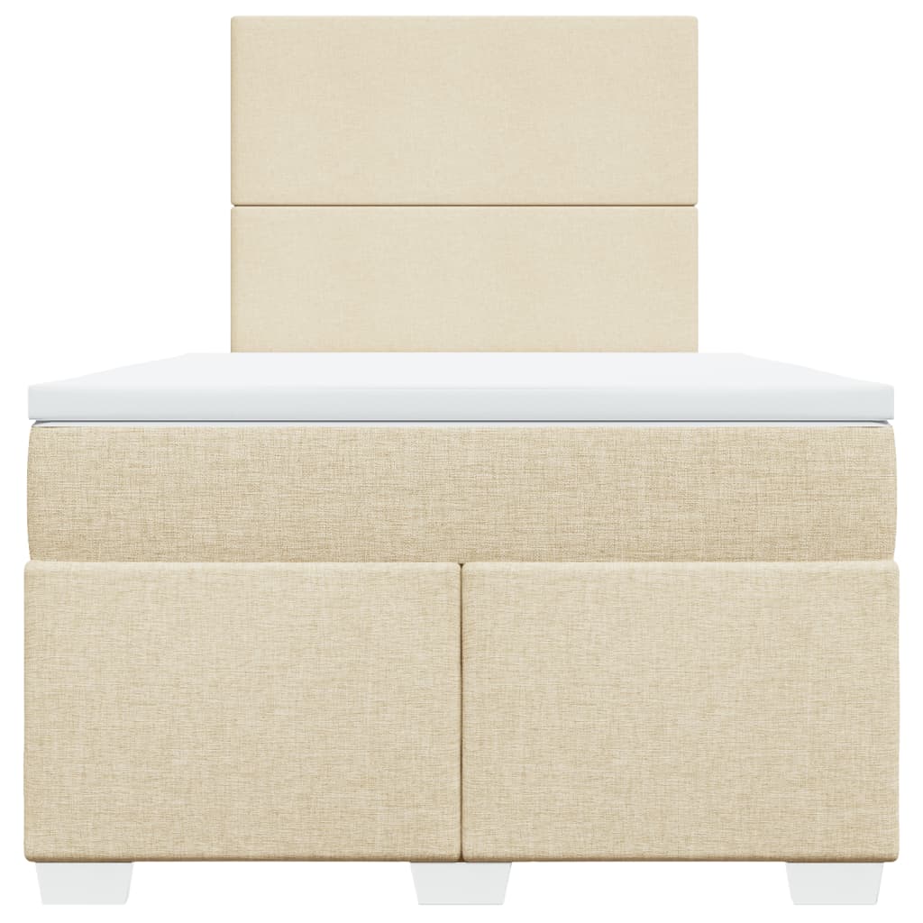 vidaXL Κρεβάτι Boxspring με Στρώμα Κρεμ 120x190 εκ. Υφασμάτινο