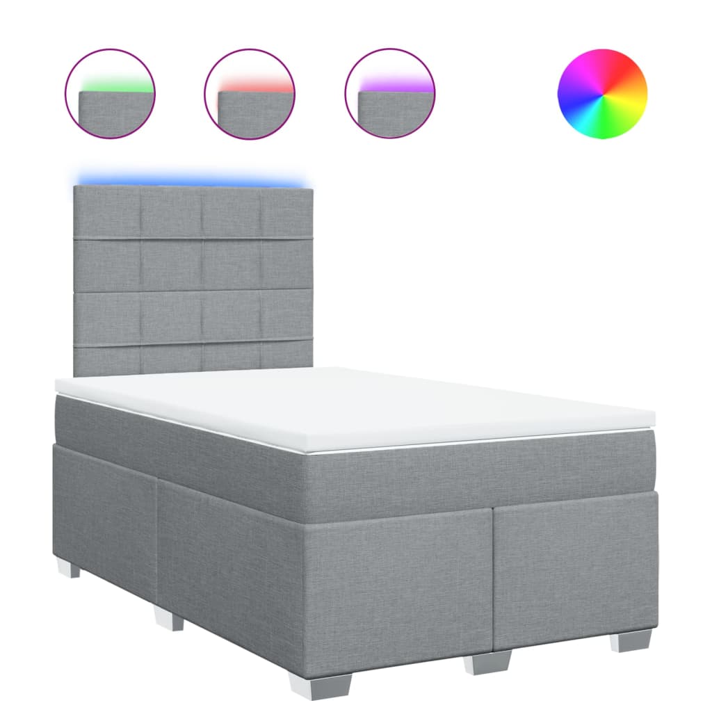 vidaXL Κρεβάτι Boxspring με Στρώμα Ανοιχτό Γκρι 120x190 εκ. Υφασμάτινο