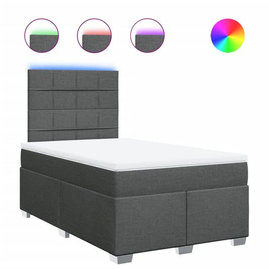 vidaXL Κρεβάτι Boxspring με Στρώμα Σκούρο Γκρι 120x190 εκ Υφασμάτινο