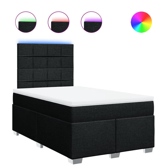 vidaXL Κρεβάτι Boxspring με Στρώμα Μαύρο 120x190 εκ. Υφασμάτινο