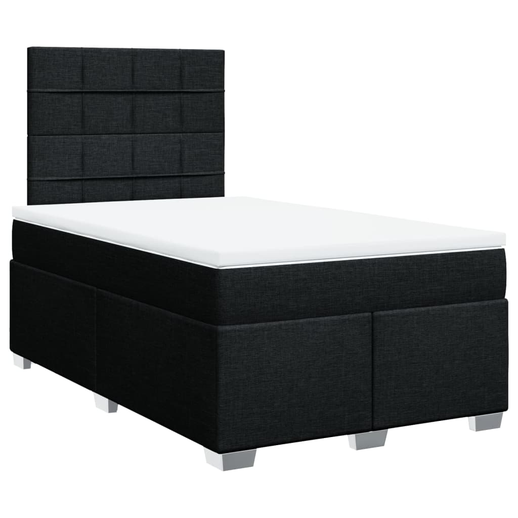 vidaXL Κρεβάτι Boxspring με Στρώμα Μαύρο 120x190 εκ. Υφασμάτινο