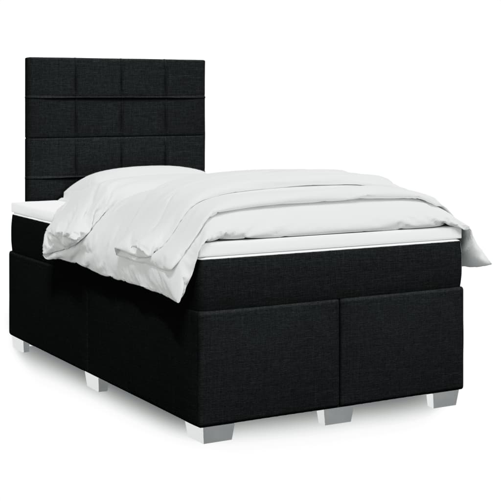 vidaXL Κρεβάτι Boxspring με Στρώμα Μαύρο 120x190 εκ. Υφασμάτινο