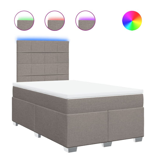 vidaXL Κρεβάτι Boxspring με Στρώμα Taupe 120x190 εκ. Υφασμάτινο