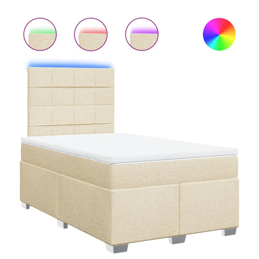 vidaXL Κρεβάτι Boxspring με Στρώμα Κρεμ 120x190 εκ. Υφασμάτινο