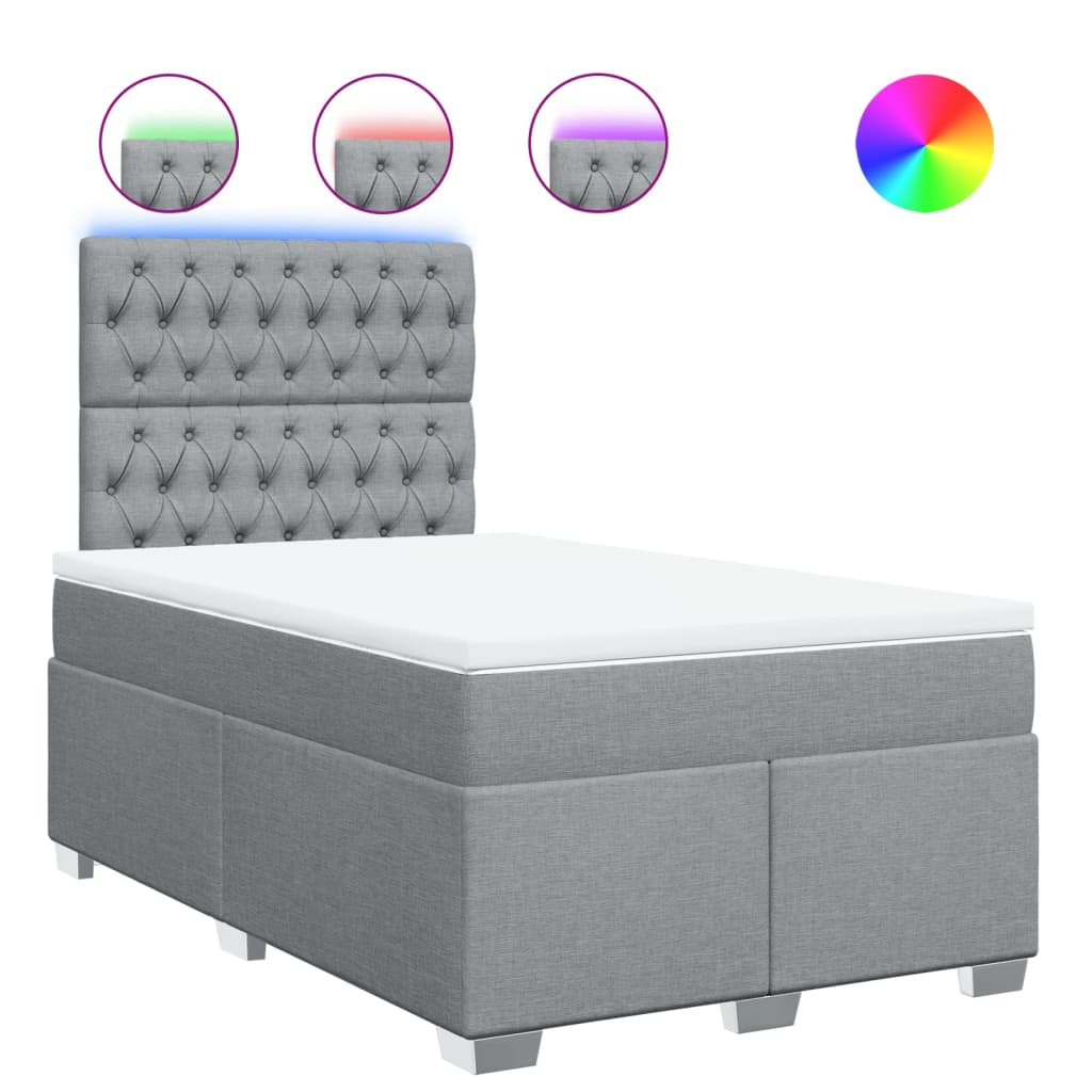 vidaXL Κρεβάτι Boxspring με Στρώμα Ανοιχτό Γκρι 120x190 εκ. Υφασμάτινο