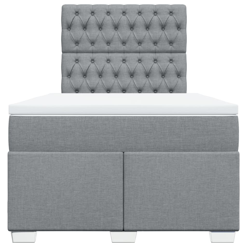 vidaXL Κρεβάτι Boxspring με Στρώμα Ανοιχτό Γκρι 120x190 εκ. Υφασμάτινο