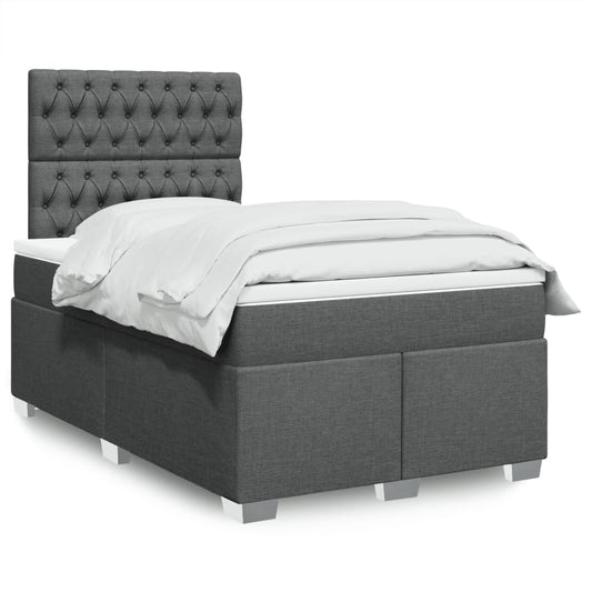 vidaXL Κρεβάτι Boxspring με Στρώμα Σκούρο Γκρι 120x190 εκ Υφασμάτινο