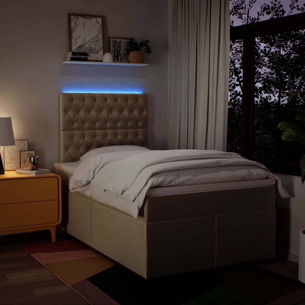 vidaXL Κρεβάτι Boxspring με Στρώμα Κρεμ 120x190 εκ. Υφασμάτινο