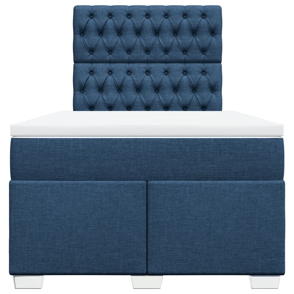 vidaXL Κρεβάτι Boxspring με Στρώμα Μπλε 120x190 εκ. Υφασμάτινο