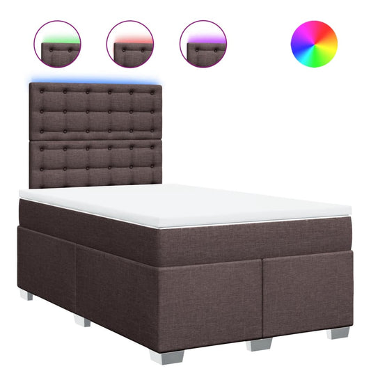vidaXL Κρεβάτι Boxspring με Στρώμα Σκούρο Καφέ 120x190 εκ Υφασμάτινο