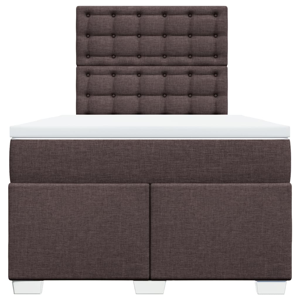 vidaXL Κρεβάτι Boxspring με Στρώμα Σκούρο Καφέ 120x190 εκ Υφασμάτινο