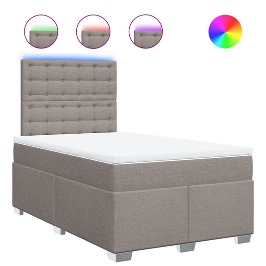 vidaXL Κρεβάτι Boxspring με Στρώμα Taupe 120x190 εκ. Υφασμάτινο