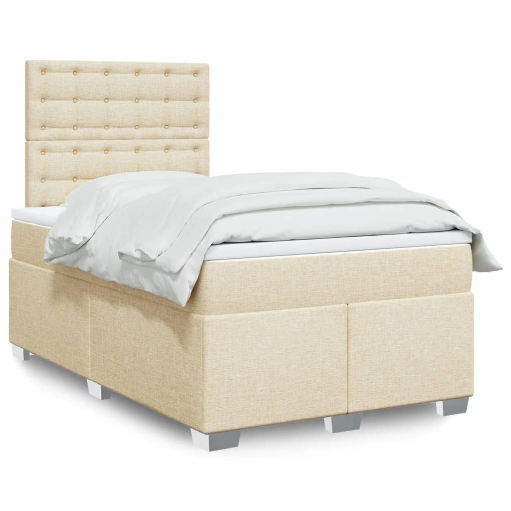 vidaXL Κρεβάτι Boxspring με Στρώμα Κρεμ 120x190 εκ. Υφασμάτινο