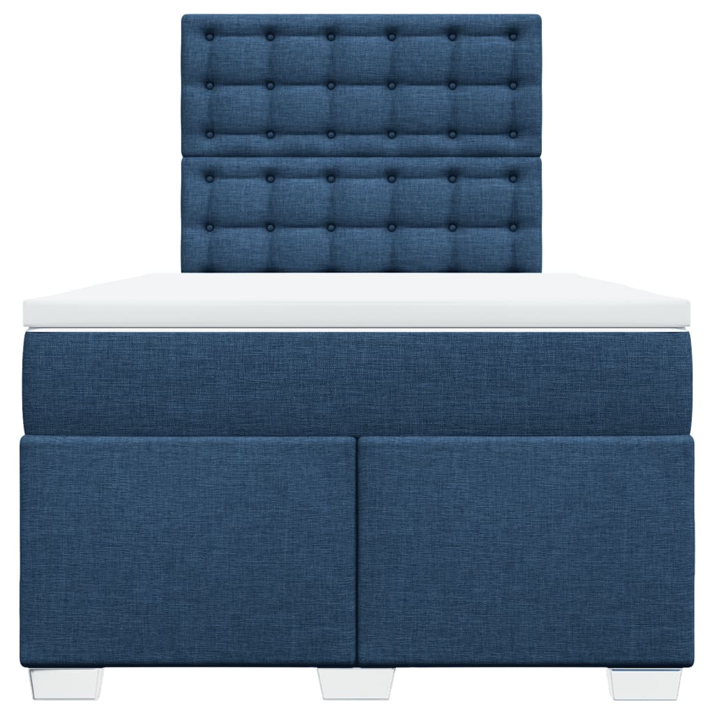 vidaXL Κρεβάτι Boxspring με Στρώμα Μπλε 120x190 εκ. Υφασμάτινο