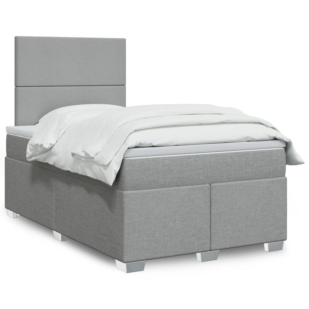vidaXL Κρεβάτι Boxspring με Στρώμα Ανοιχτό Γκρι 120x200 εκ. Υφασμάτινο