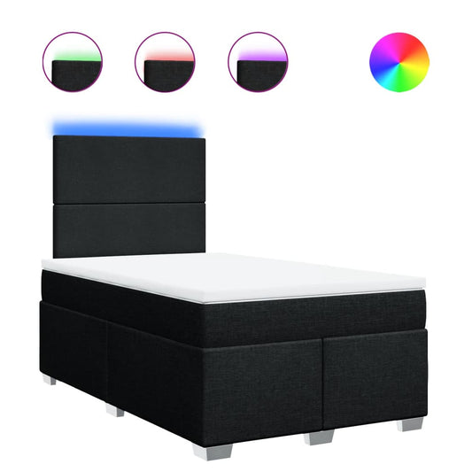 vidaXL Κρεβάτι Boxspring με Στρώμα Μαύρο 120x200 εκ. Υφασμάτινο