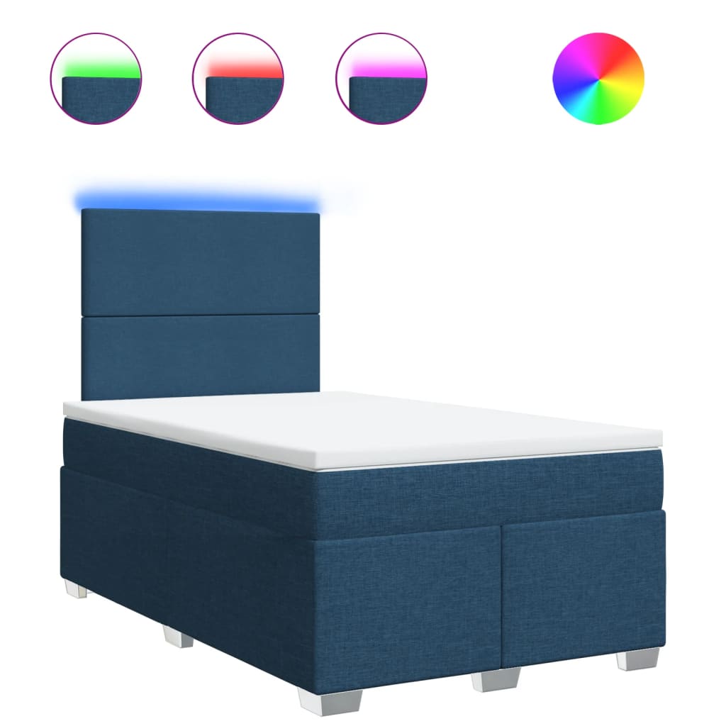 vidaXL Κρεβάτι Boxspring με Στρώμα Μπλε 120x200 εκ. Υφασμάτινο