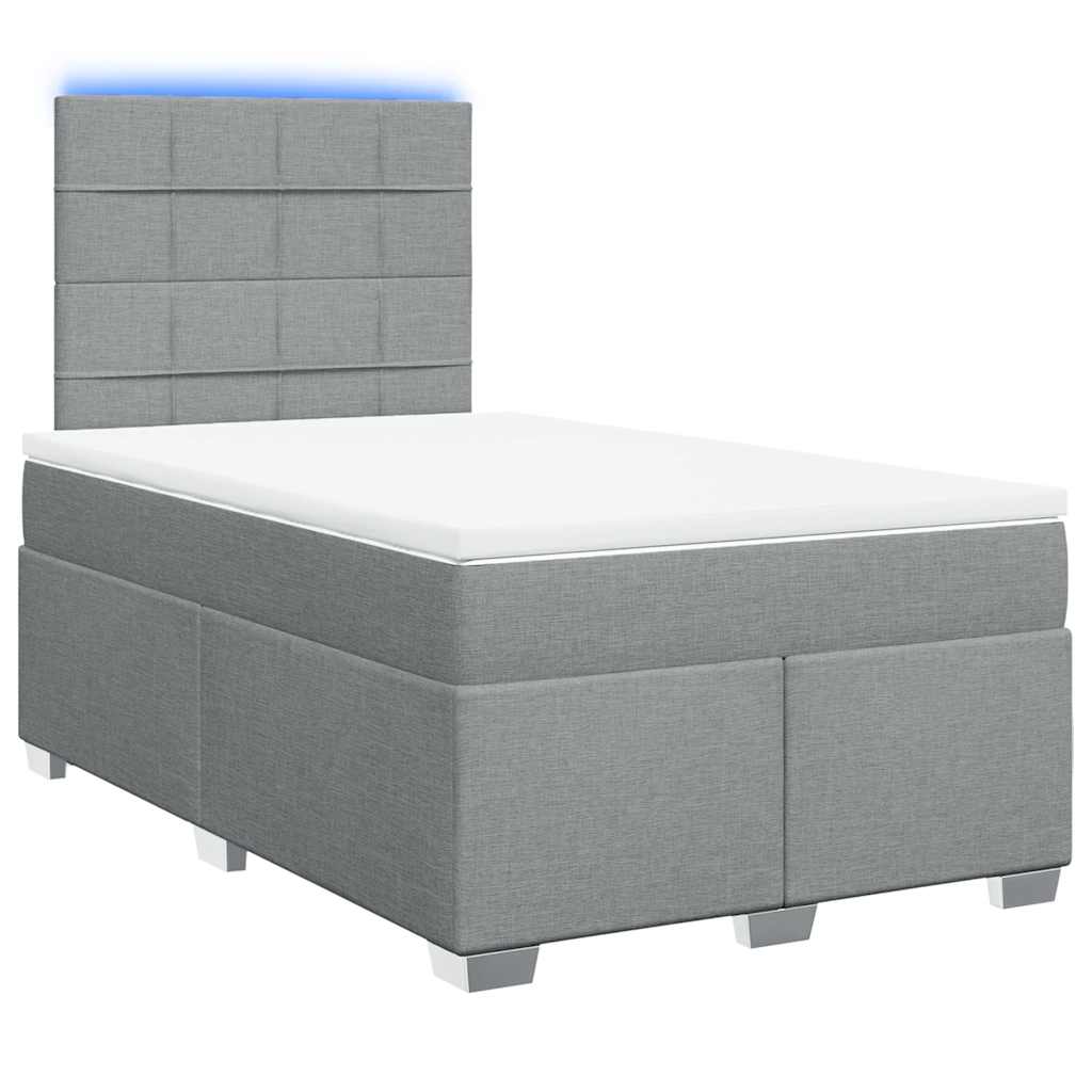 vidaXL Κρεβάτι Boxspring με Στρώμα Ανοιχτό Γκρι 120x200 εκ. Υφασμάτινο