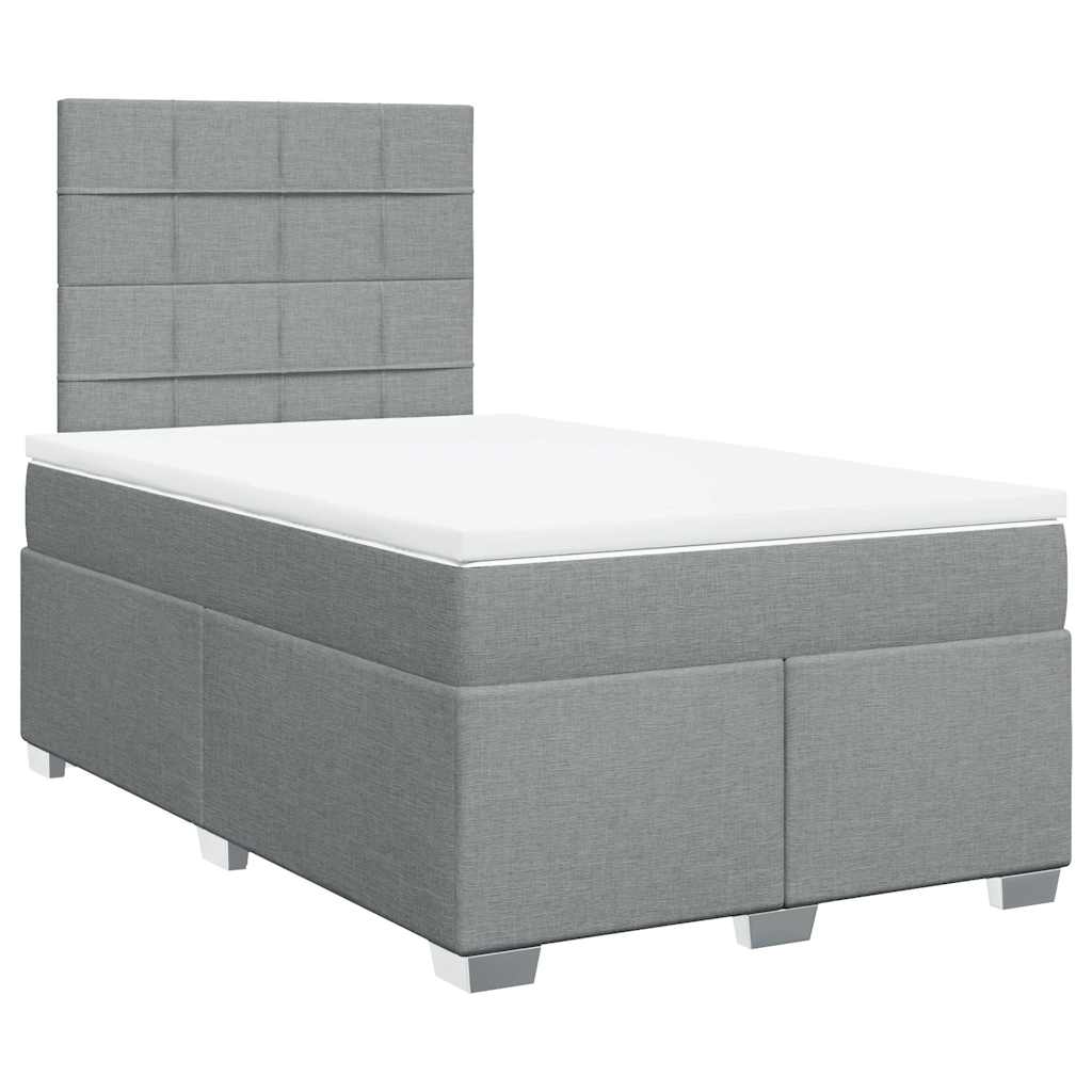 vidaXL Κρεβάτι Boxspring με Στρώμα Ανοιχτό Γκρι 120x200 εκ. Υφασμάτινο