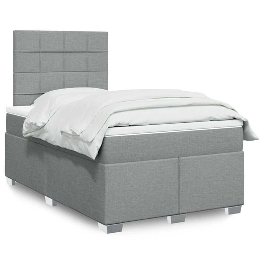 vidaXL Κρεβάτι Boxspring με Στρώμα Ανοιχτό Γκρι 120x200 εκ. Υφασμάτινο