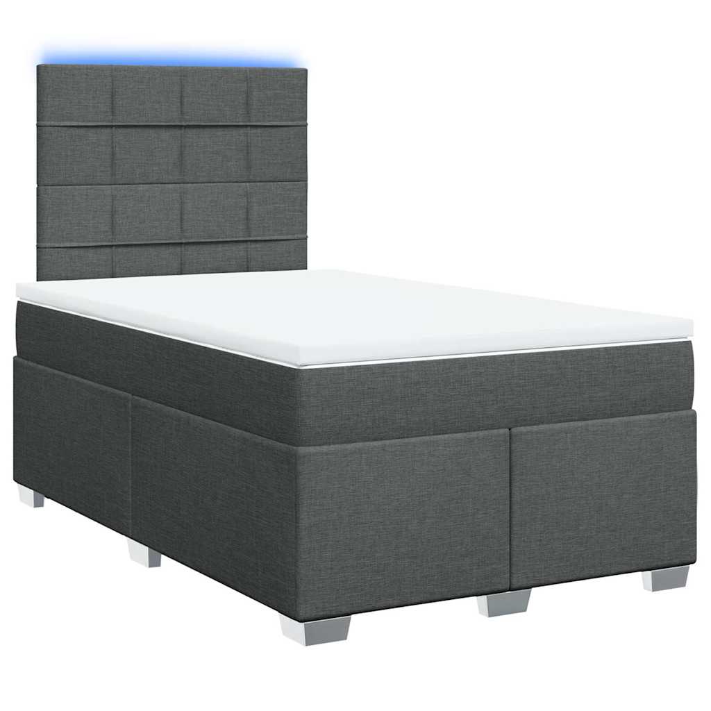 vidaXL Κρεβάτι Boxspring με Στρώμα Σκούρο Γκρι 120x200 εκ. Υφασμάτινο