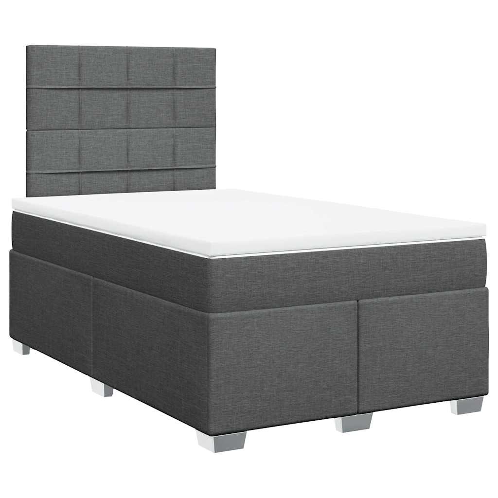 vidaXL Κρεβάτι Boxspring με Στρώμα Σκούρο Γκρι 120x200 εκ. Υφασμάτινο