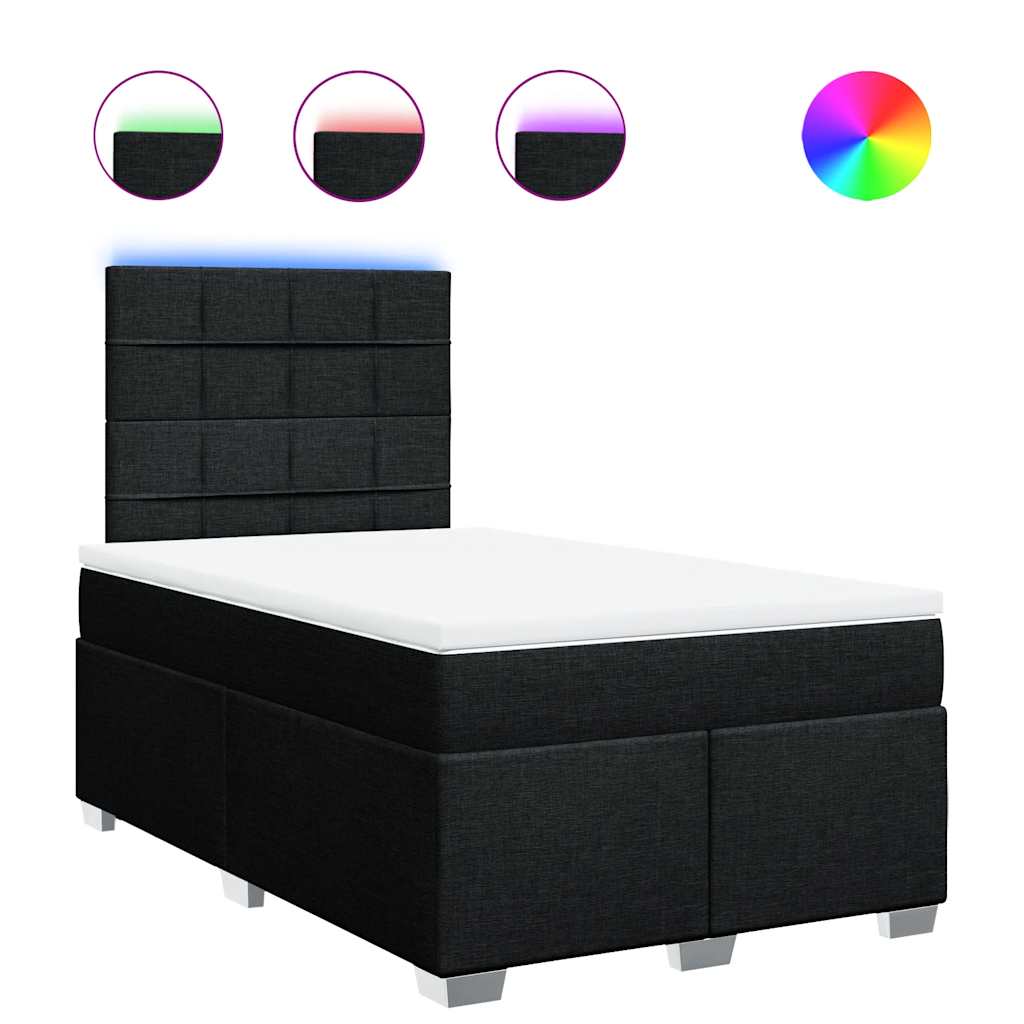 vidaXL Κρεβάτι Boxspring με Στρώμα Μαύρο 120x200 εκ. Υφασμάτινο