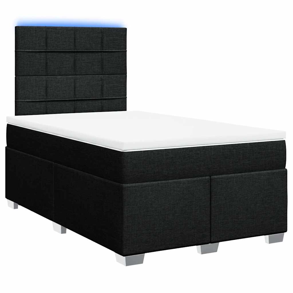 vidaXL Κρεβάτι Boxspring με Στρώμα Μαύρο 120x200 εκ. Υφασμάτινο